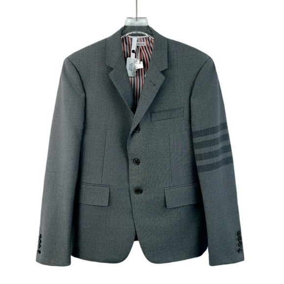 CM0373 Thom Browne Gray Wool Blazer With 4-Bar Stripe - Picture 1 of 7